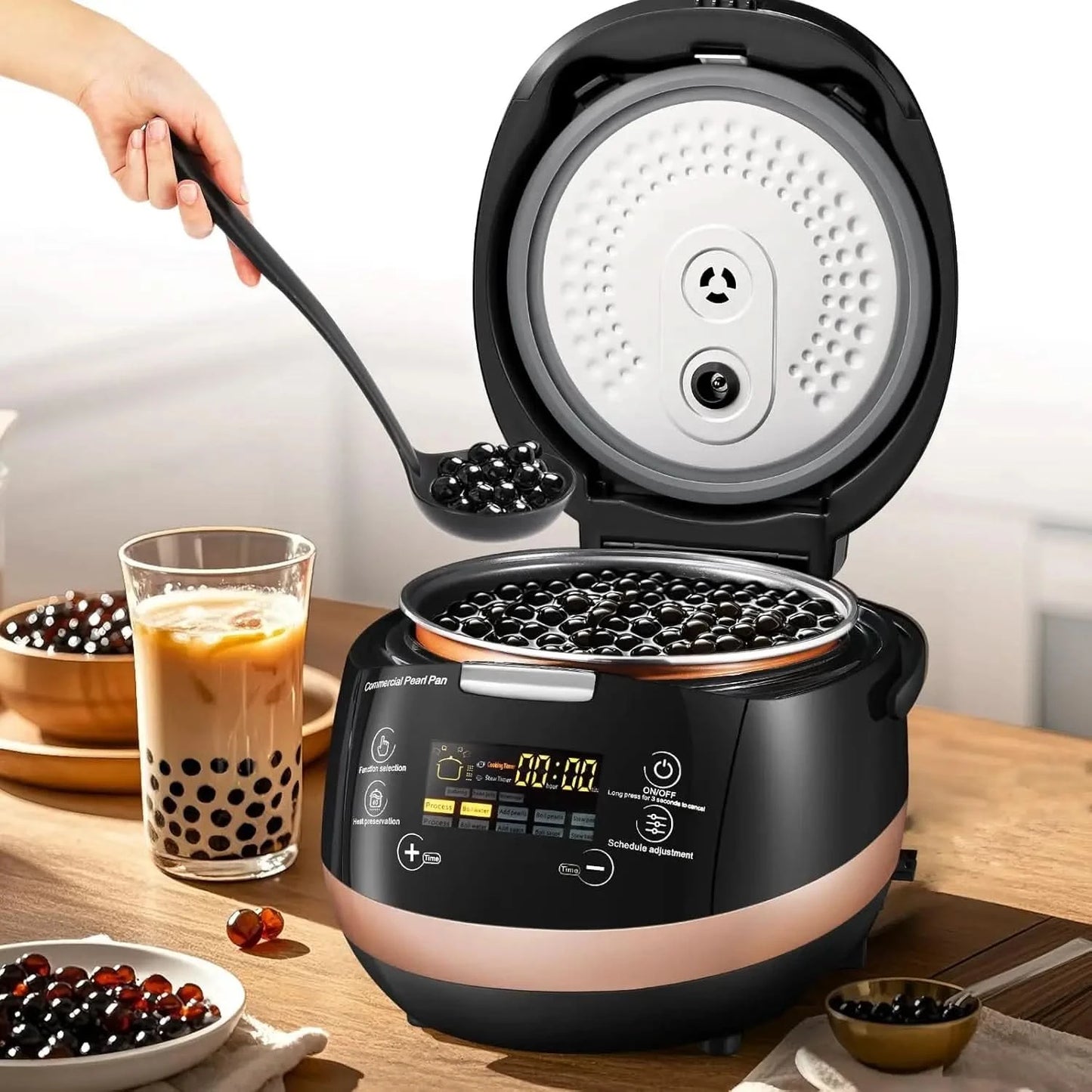 5L Boba Maker Machine Commercial Intelligent Tapioca Cooker with Even Heat Distribution, Anti-Overflow & Pressure Relief Valve, - M & M Global