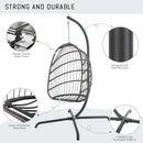 Outdoor Hanging Egg Chair with Stand, 350Lbs Sturdy Wicker Egg Swing Chair for Outside, Comfortable Rattan Patio