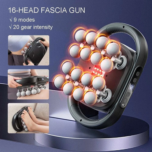 16 Massage Heads Massage Gun Wireless Fascia Gun High Frequency Vibration Back Waist Massager Massager Neck Shoulder Masajeador - M & M Global