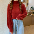 2025 Winter Imitate Mink Wool Hot Fleecing Female Turtleneck Elastic Casual Sweater Women Knitted Tops Pullovers Soft  Warm