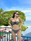 New Sexy Striped Bikinis Three Pieces Swimsuit Women Swimwear with Skirts Beach Wear Bathing Suits Korean Bikini Set Pool 2024 - M & M Global