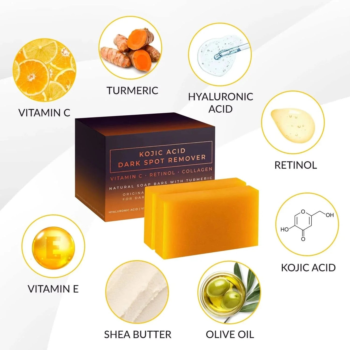 Kojic Acid Dark Spot Remover Whitening Soap Handmade Skin Care Deep Cleaning Moisturizing Cleansing Essential Soap Brighten Skin - M & M Global