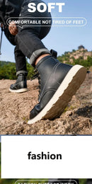 Two layer cowhide men's anti-smash anti-puncture high top work safety shoes