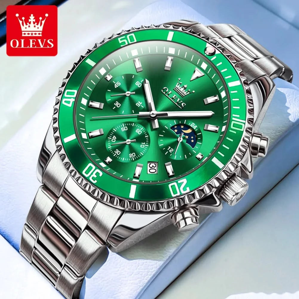 OLEVS Watches For Men Classic with Date Dress Luxury Big Face Waterproof Luminous Men's Wrist Watch Stainless Steel Men Watch - M & M Global