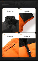 Men's Vest Jacket Autumn Winter Parkas Oversize Stand Collar Zipper Pockets Orange Windbreaker Waistcoat Plus Size Same