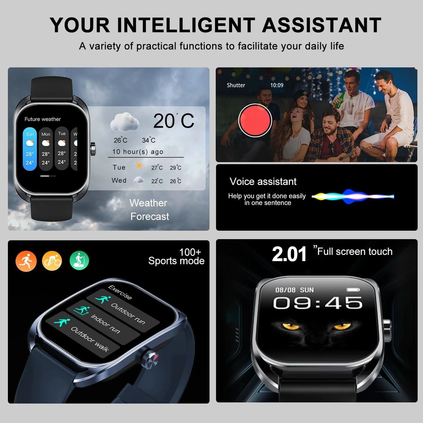 Smart watch, can answer and make calls, has message reminders, compatible with Android and iPhone