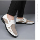 Business Leather Shoes For Men Summer British Style Hight Quality Casual White Leather Shoes Male Slip On Men Loafer Comfortable - M & M Global