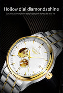 LONGLUX Men automatic mechanical watch elegant luxury watches waterproof skeleton business wholesale stainless steel gift watch - M & M Global