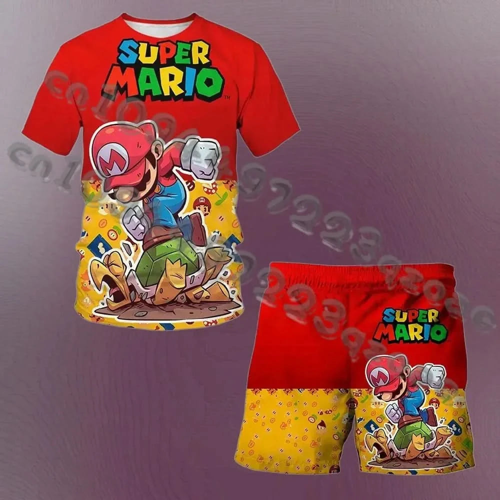 25/26 Sonic Fashion Cute Girl 3D Top T-shirt Short Sleeve+Shorts Two Piece Set Girls and Boys Children's Top Short Sleeve - M & M Global