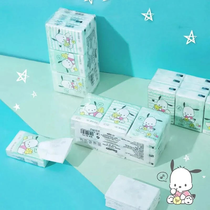 Kawaii Hello Kitty Handkerchief Paper Cartoon Sanrio Pochacco Kitty Printed Napkins Portable Small Pocket Tissues Facial Paper - M & M Global