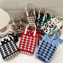 Korean Fashion Heart Knitted Mini Square Handbag for Women Small Mobile Phone Shoulder Bags Girls Cute Outdoor Crossbody Bags - M & M Global
