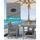 Outdoor HDPE Dining Table Set, 7-Piece Outdoor Dining Table Sets with Umbrella Hole Cut-Out Table and 6 Chairs, Gray