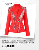 DEAT Fashion Orange Imitation Fox Fur Grass Coat Women's Round Neck Plush Thick Jacket Winter New 7A1578