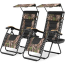 Zero Gravity Chair with Canopy Set of 2, Reclining Outdoor Patio Lounge Chair, Folding Anti Gravity Recliner