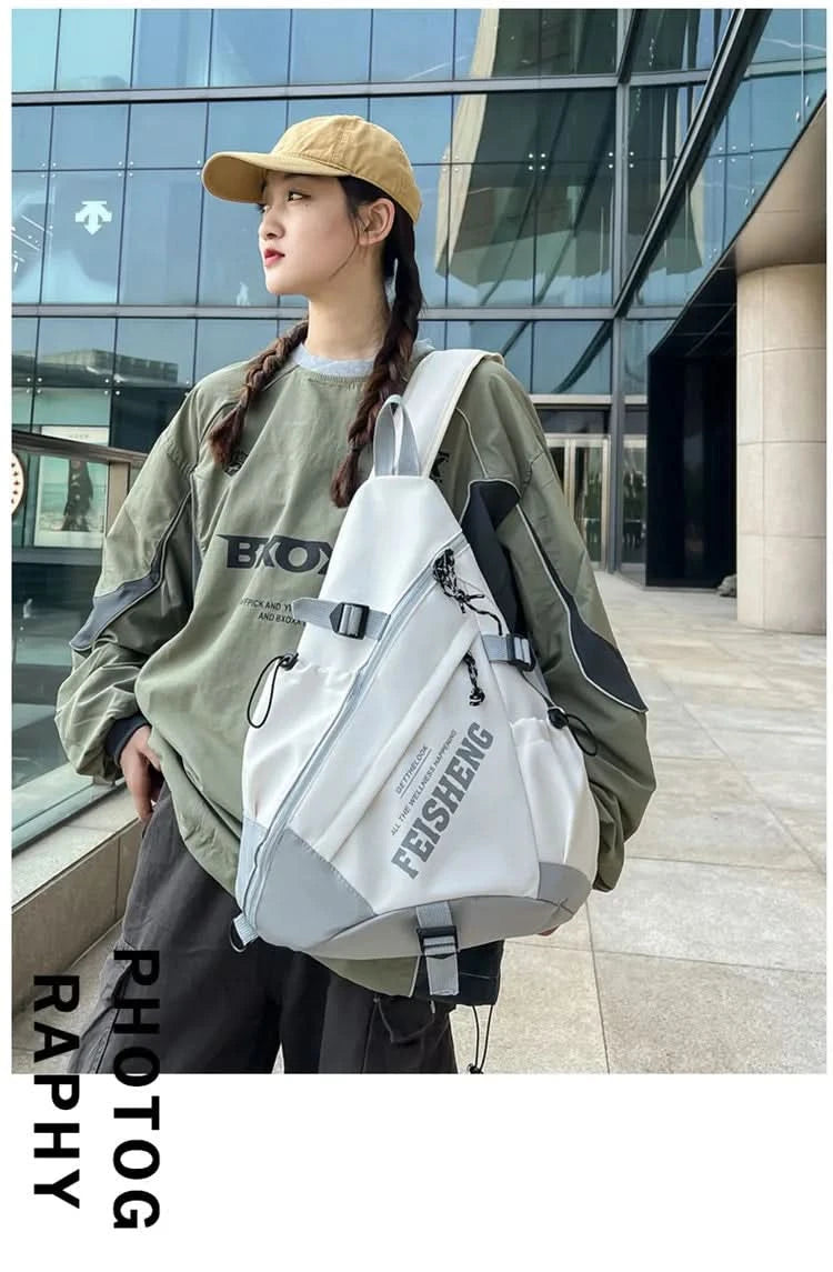 Techwear Style Outdoor Motorcycle Sport Single Shoulder Backpack Unisex Hip Hop Multifunction Chest Bag Tactical Crossbody Bag - M & M Global