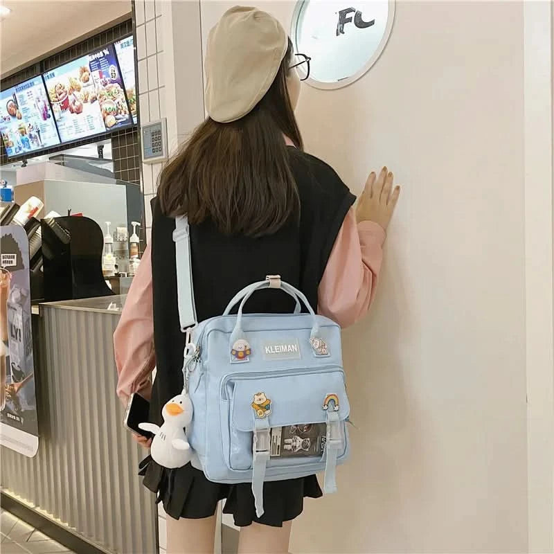 Japanese high-capacity single-shouldered slouch bag for schoolgirls, carry-on canvas messenger bag, Japan and South Korea - M & M Global