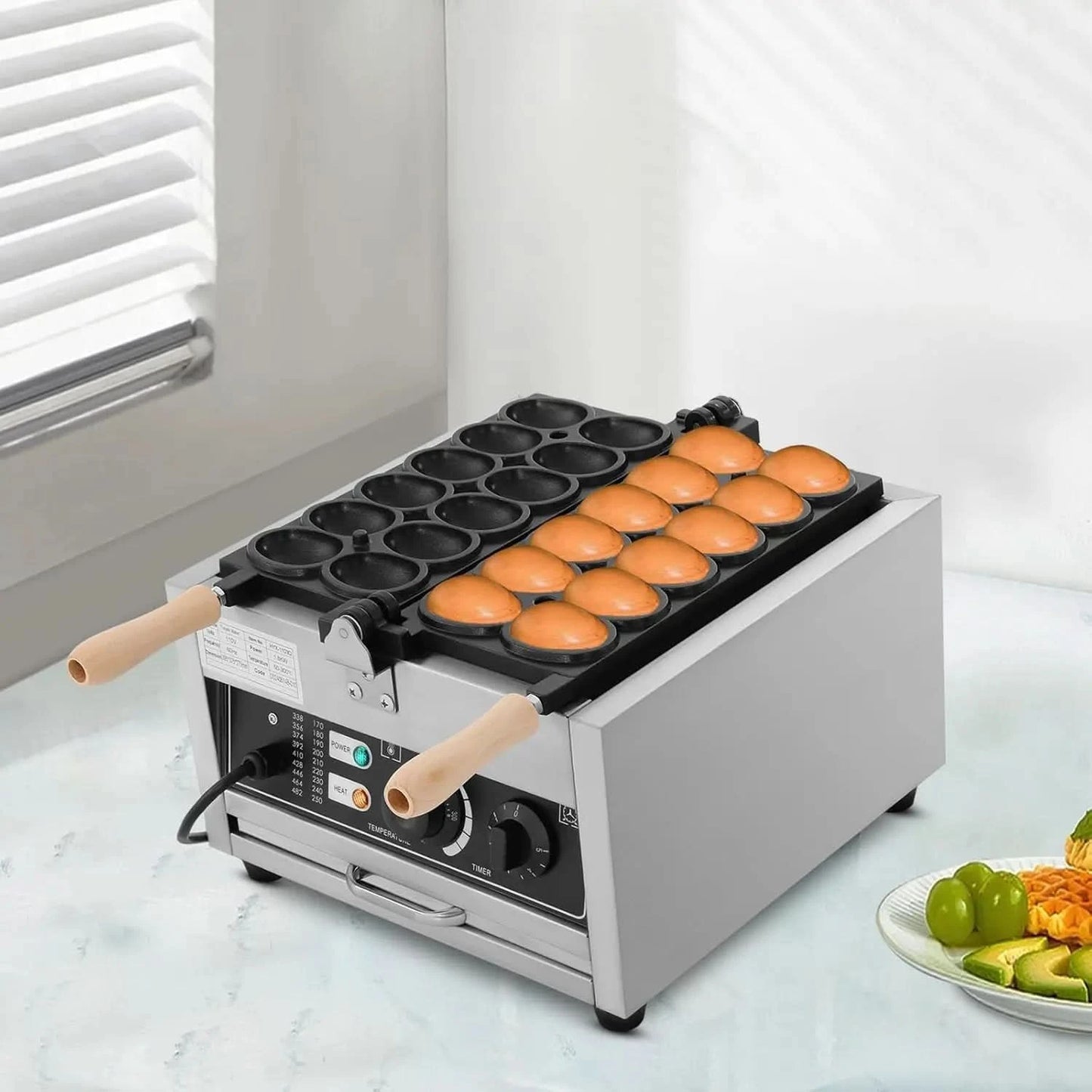 16 Grids Commercial Waffle Maker 1750W Round Waffle Baker Machine With 122-572℉ Temp Range and Time Control Non-stick Waffle Iro - M & M Global