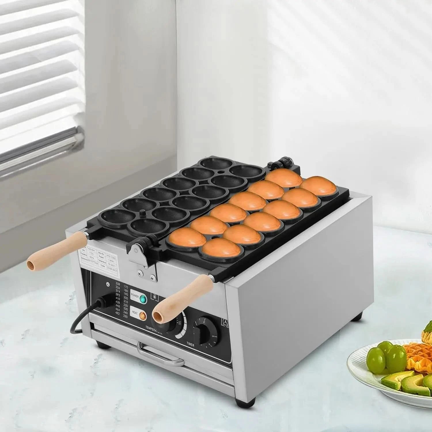 16 Grids Commercial Waffle Maker 1750W Round Waffle Baker Machine With 122-572℉ Temp Range and Time Control Non-stick Waffle Iro - M & M Global