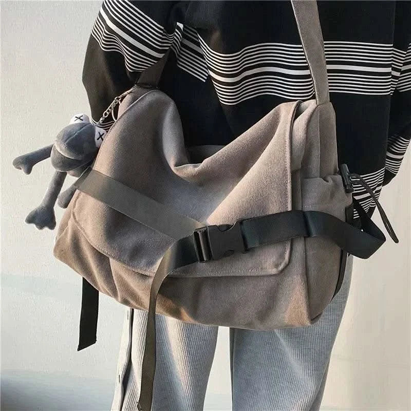 Canvas Messenger Bag Ladies Big Capacity Handbags Shoulder Bag Youth Girls Student School Bags Fashion Men Crossbody Bags Bolsos - M & M Global