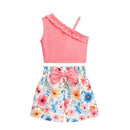 2025 Newborn Girl Baby Summer Sling Sleeveless Cotton Casual Daily Big Bow Print Baby Clothing Set - M & M Global
