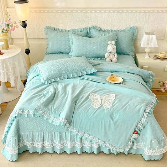 Bow Summer Quilt Single Quilt Air Conditioning Quilt Suitable for Women's Bedroom Apartment French Elegant Bow Summer Quilt - M & M Global