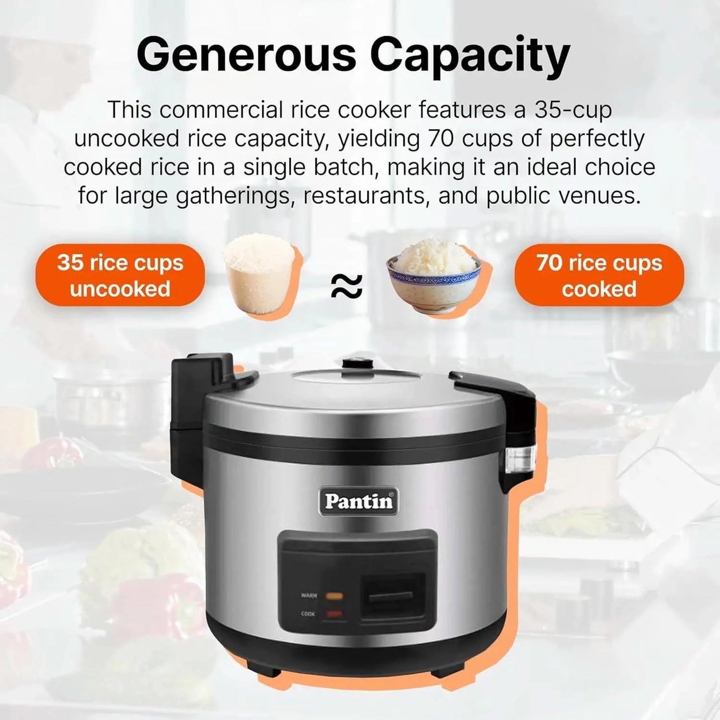 Commercial Rice Cooker Large Capacity Rice Cooker & Rice Warmer - Extra Large Rice Cooker 35 Cups Raw / 70 Cups Cooked Big Rice - M & M Global