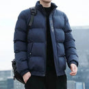 Men's Cotton Jacket Winter Stand Collar Warm Fashionable Trendy Bread Style Coat Regular Fit Male Outerwear Winter Jacket Men