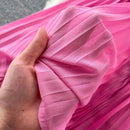 Designer 2025 Summer Pleated Chiffon Lace Long Dress Women Flower Embroidery Gold Button Belt Evening Party Dresses Wedding Robe - M & M Global