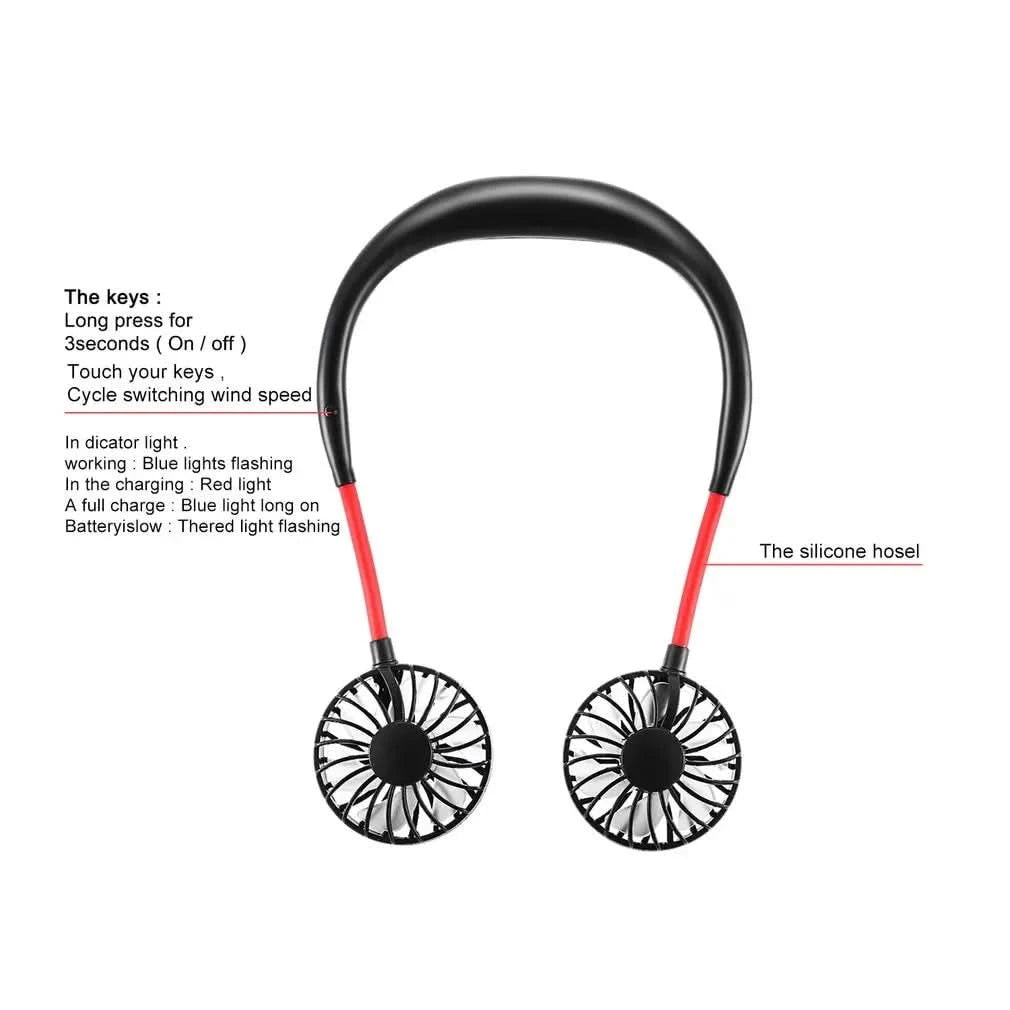 USB Charging Lazy Neck Fan Rechargeable Practical Wearable Sports Fan Convenient Outdoor Indoor Portable Fan - M & M Global
