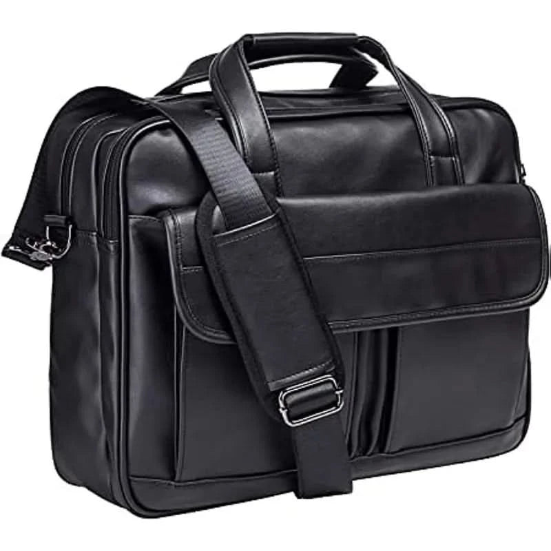 Vintage Messenger Bag for Men 17 Inch Laptop Briefcase Multi Pocket Faux Leather Shoulder Bag Business Crossbody Bag Travel - M & M Global