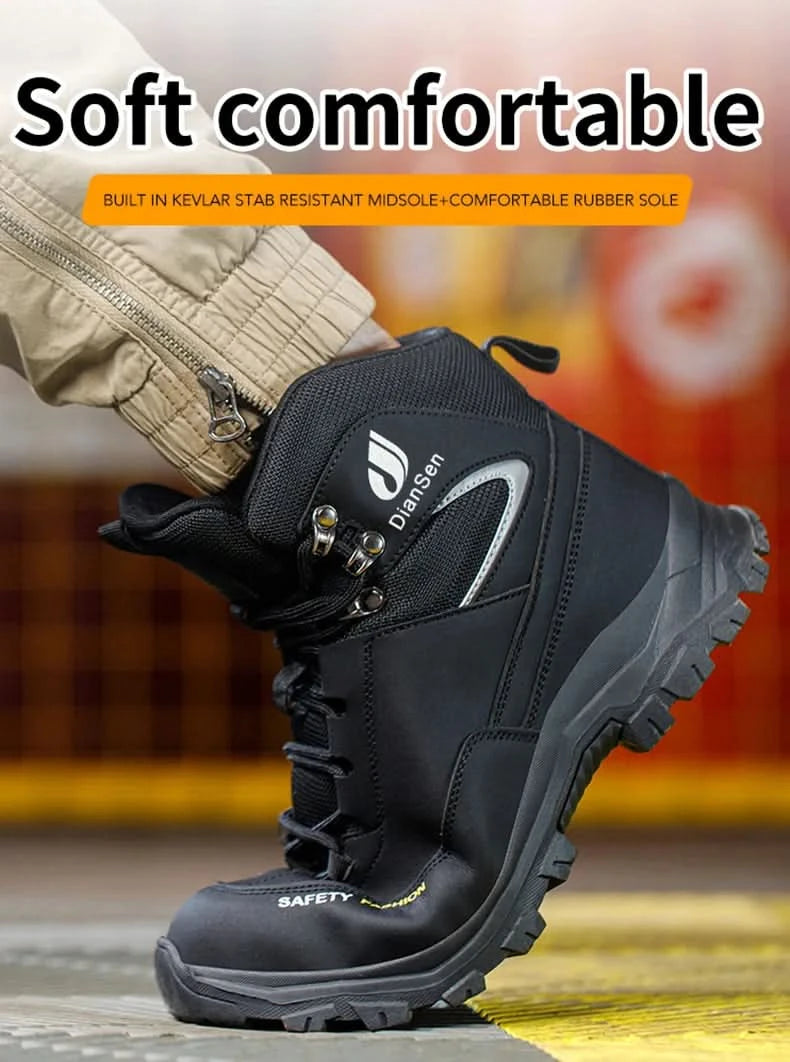Mens Safety Shoes With Steel Toe Waterproof Boots Puncture Proof Anti-smash Mens Outdoor Work Sneakers Construction Work Shoes