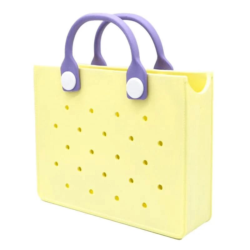 The orange guy Purple Women Fashion New EVA Punched Handbag Casual Waterproof Travel Tote Bag Fit Charms Outdoor Beach Bags - M & M Global