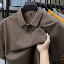 100% pure cotton boutique short sleeved high-end men's polo shirt summer high-quality solid color topsbusiness casual T-shirt