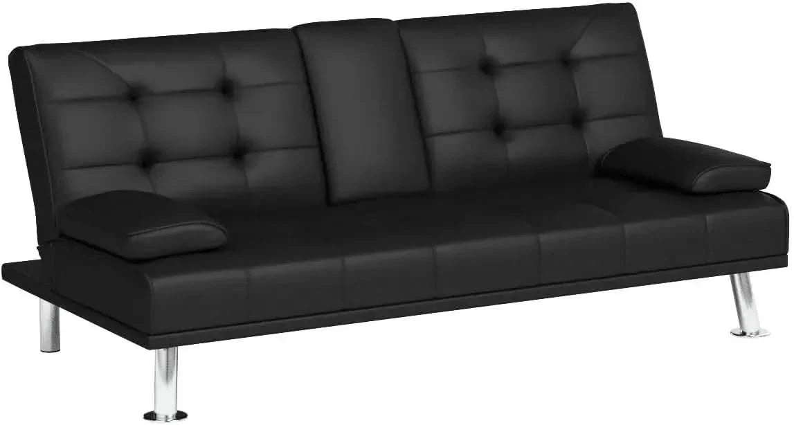 Authenticity guarantee.Futon Sofa Bed Modern Folding Futon Set Convertible Recliner Lounge for Living Room with 2 Cup Holder.HOM