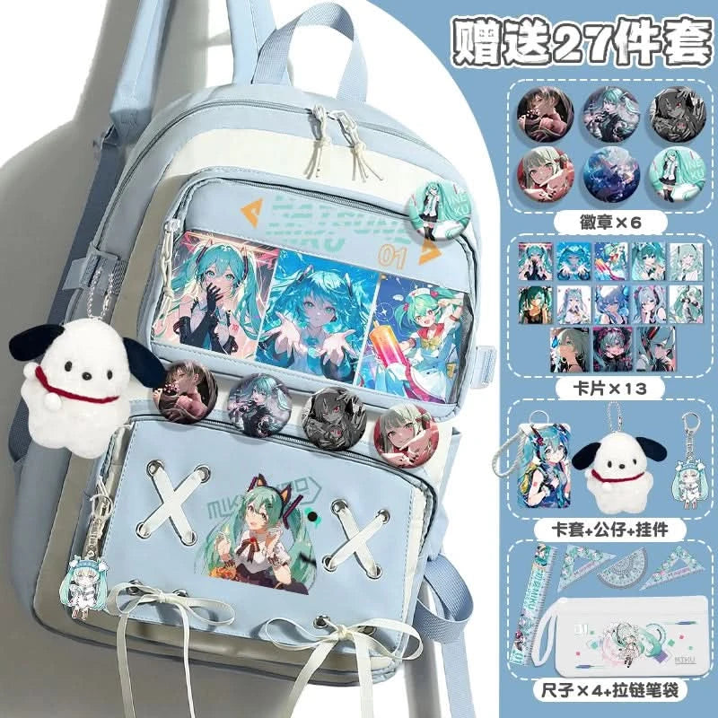 Miku Future School Backpack for Girls 2025 New Fashion Print Youth Pain Bag Large Capacity Backpack for School - M & M Global
