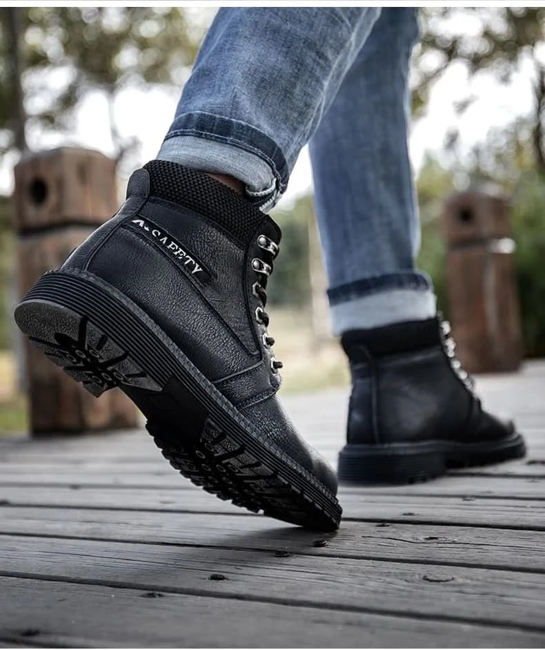 Men's Waterproof Steel Toe Work Boots High-Top Safety Shoes Slip Resistant Protective Boots Indestructible Comfort Arch Support