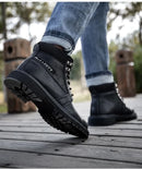 Men's Waterproof Steel Toe Work Boots High-Top Safety Shoes Slip Resistant Protective Boots Indestructible Comfort Arch Support