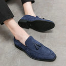 Men's Loafers Brand Suede Leather Shoes Vintage Slip-on Classic Casual Men Driving Shoes Wedding Male Dress Shoes Tassel pointed - M & M Global