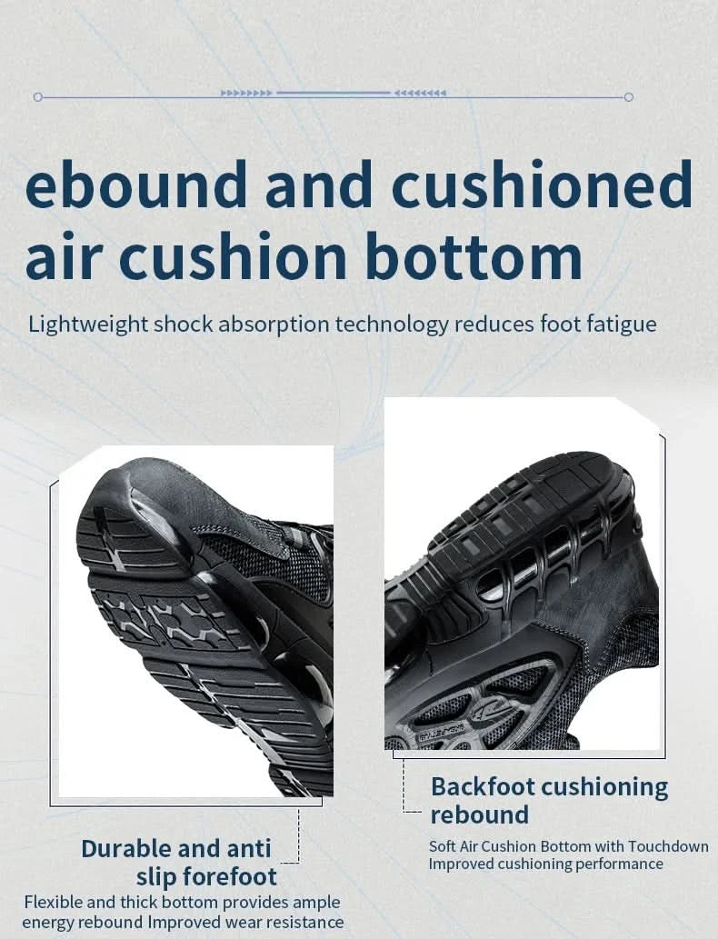 Slack-stab-proof work shoes with elastic buttons and lace-up