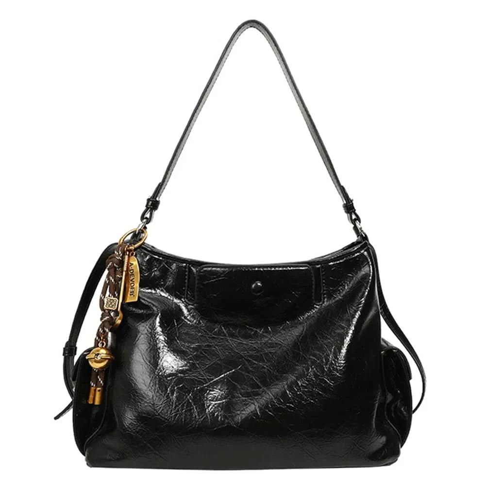 Women Casual Underarm Bag with Pendant Retro Crossbody Bag PU Leather Trendy Tote Bag Travel Shopping Work Date Bag - M & M Global