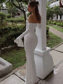 Trendix Black Elegant Evening Dress Women Sexy Off Shoulder Slim High Waist Tube Dresses Beach Party Ruffle Backless Long Dress - M & M Global