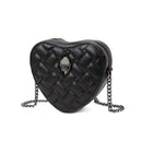 2024 Women's Heart-Shaped Herringbone Crossbody Bag with Eagle and Bird Head Shoulder Bag Chain Purse - M & M Global