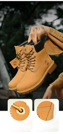 Boots Men High Top Boots High Quality Women Leather Shoes Fashion Outdoor Sneakers Men Lace Up Non-Slip Ankle Boots for Couple - M & M Global