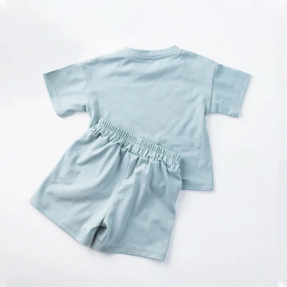 2PCS Children Cotton Clothes Sets Summer Shorts Sleeves Shorts Boys And Girls Casual Suit Fashion Comfort  Outfits - M & M Global