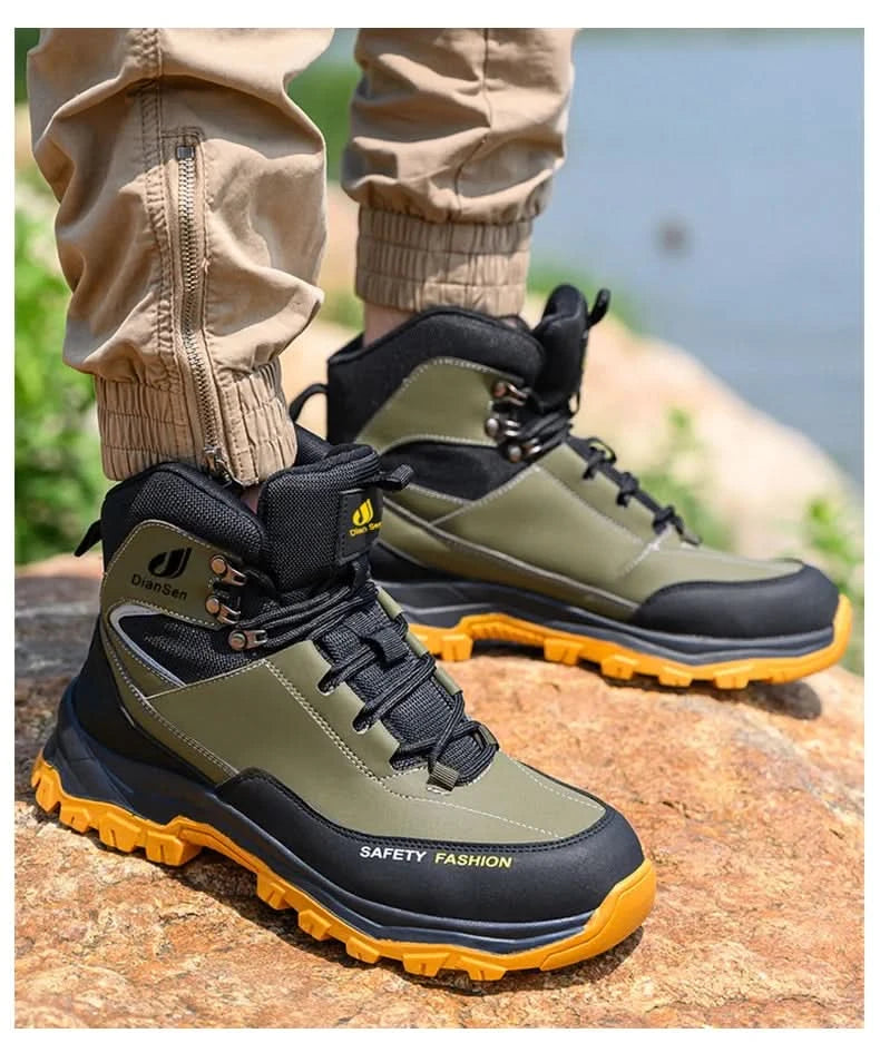 Mens Safety Shoes With Steel Toe Waterproof Boots Puncture Proof Anti-smash Mens Outdoor Work Sneakers Construction Work Shoes