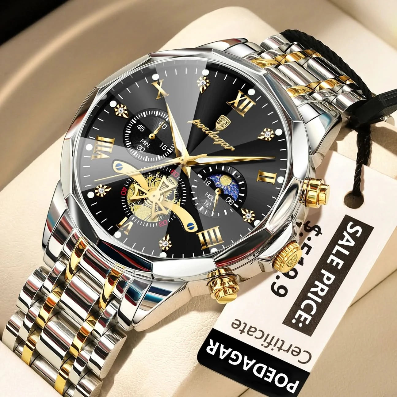 POEDAGAR Luxury Men Watch Top Original Waterproof Luminous Chronograph Man Wristwatch Stainless Steel Quartz Men's Watches Reloj - M & M Global