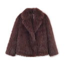 HH Women Elegant Faux Fur Coat Warm Fluffy Loose Long Sleeve Lapel Jacket Autumn Winter Fashion High Street Lady Outerwear