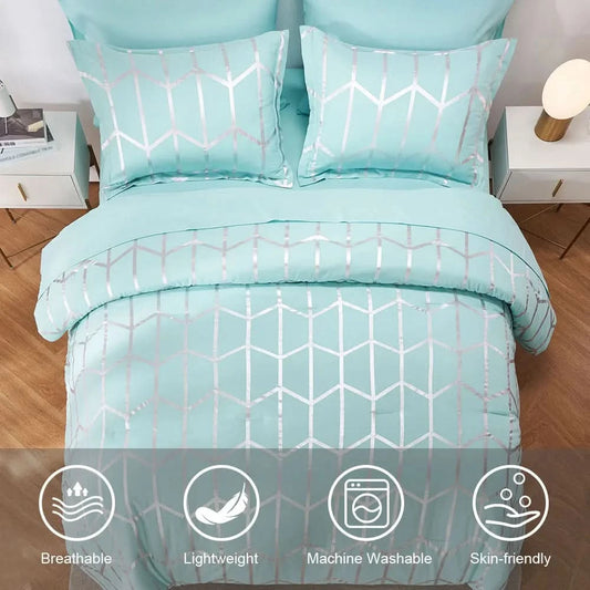 Teal bedding set with geometric pattern on a bed in a bedroom setting.

Comfora Cozy Bedding Set
sage green bedding
white bedding set
comforter set queen
floral duvet cover
Comfora Cozy Bedding Set
plush comforter set cozy pack
ultra-soft all-season comforter and shams
luxury cozy bedding set online
warm textured comforter set King/Queen

Green Plant Bedding


Botanical Quilt Set


Nature Print Bedding


5 Piece Bedding Set


7 Piece Bedding Set


Soft