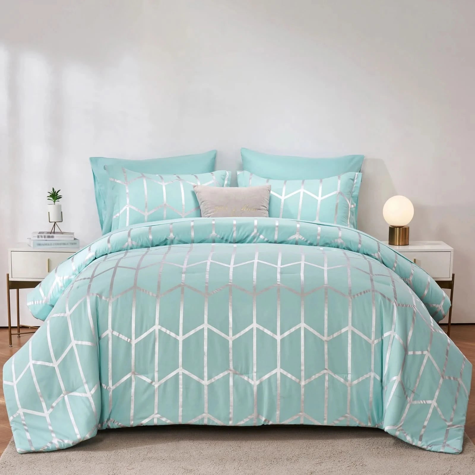 Teal bedding set with geometric pattern on a bed in a bedroom setting.

Comfora Cozy Bedding Set
sage green bedding
white bedding set
comforter set queen
floral duvet cover
Comfora Cozy Bedding Set
plush comforter set cozy pack
ultra-soft all-season comforter and shams
luxury cozy bedding set online
warm textured comforter set King/Queen

Green Plant Bedding


Botanical Quilt Set


Nature Print Bedding


5 Piece Bedding Set

7 Piece Bedding Set
