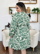 Double Take Full Size Printed Ruched Balloon Sleeve Dress - M & M Global